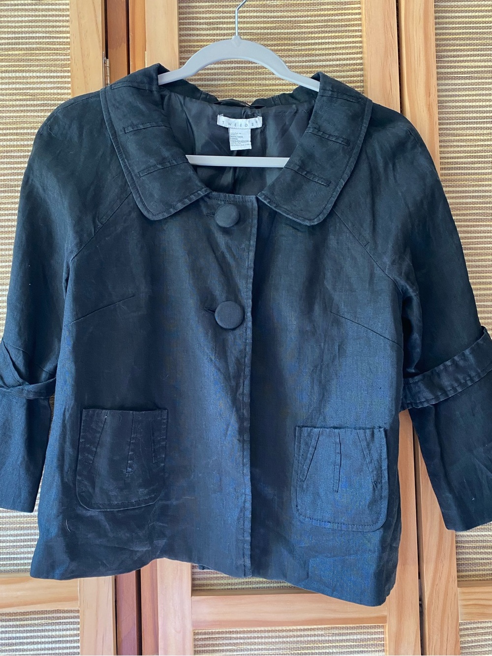 Tweeds Black Linen Retro Short Jacket
